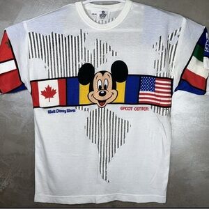 Disney Epcot Center White Tee with Flags and Mickey